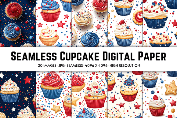 Download Seamless Cupcake Digital Paper - Seamless Collection
