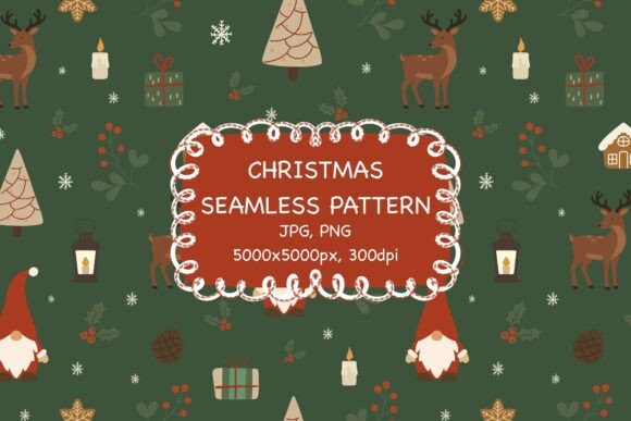 Download Christmas Seamless Pattern Gnomes &amp; Deer - Seamless Collection