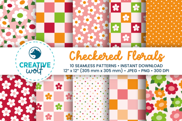 Download Checkered Florals Seamless Patterns - Patterns Collection