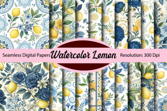 Download Watercolor Lemon Seamless Digital Paper - Seamless Collection