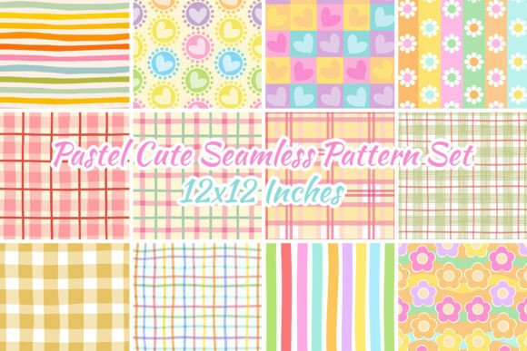Download 12 Pastel Cute Seamless Pattern Set - Seamless Collection