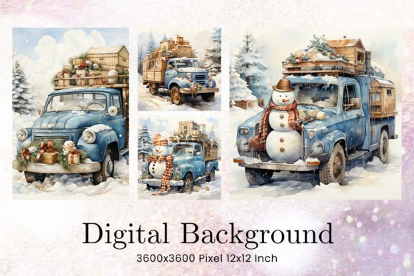 Download Snowman Classic Car Christmas Background - Snow Collection