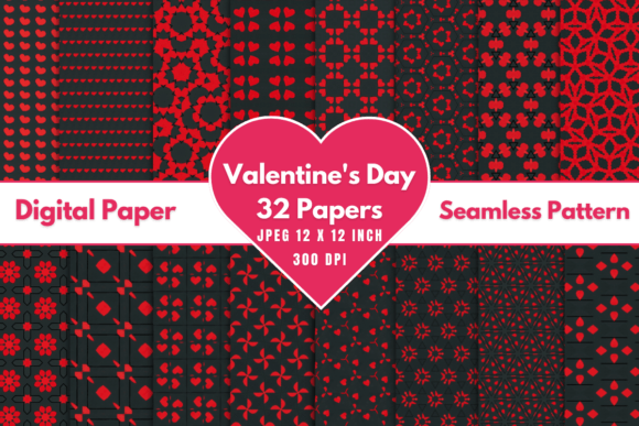 Download Valentine's Day Digital Paper Patterns - Patterns Collection