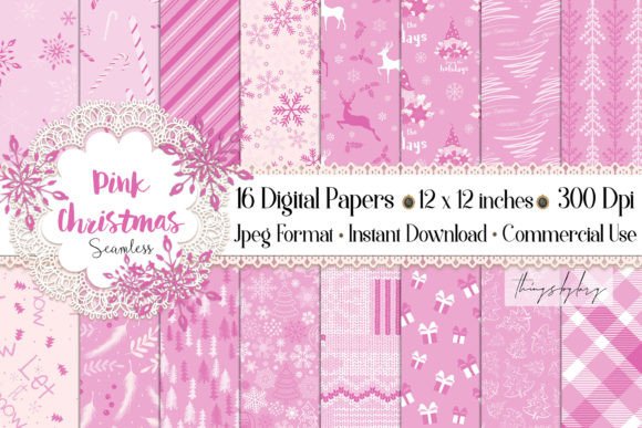 Download Seamless Pink Christmas Digital Paper - Seamless Collection