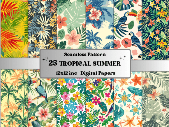 Download Seamless Tropical Summer Pattern Paper - Seamless Collection