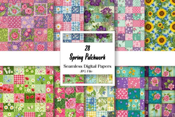Download Spring Patchwork Seamless Digital Paper - Seamless Collection