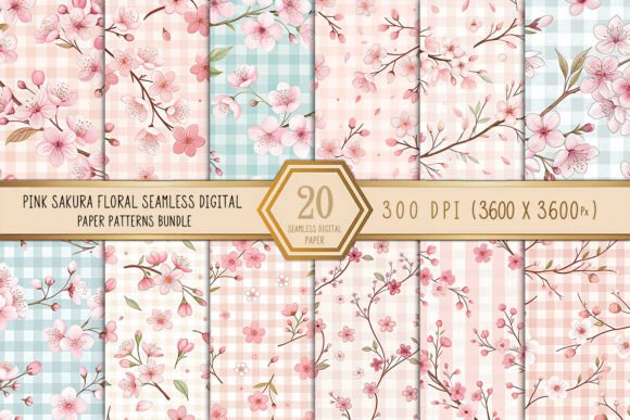 Download Pink Sakura Floral Seamless Patterns - Premium Resources