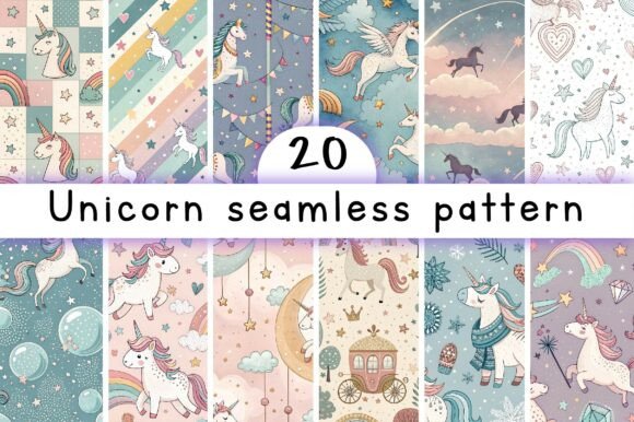Download Unicorn Seamless Pattern - Digital Paper - Seamless Collection