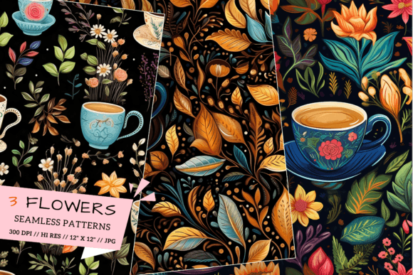 Download Whimsical Coffee Digital Paper, Patterns - Patterns Collection