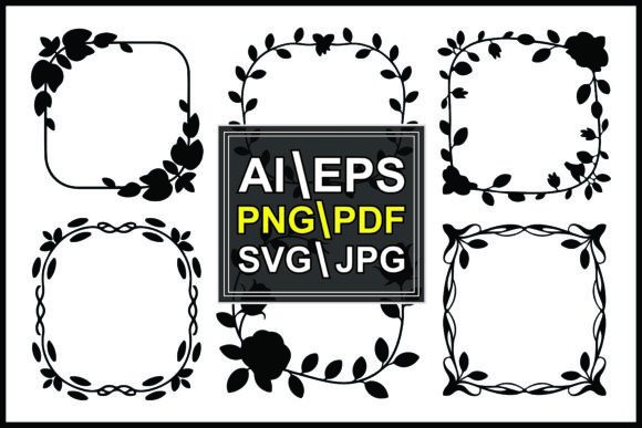 Download Silhouettes Floral Frame Patterns - Patterns Collection