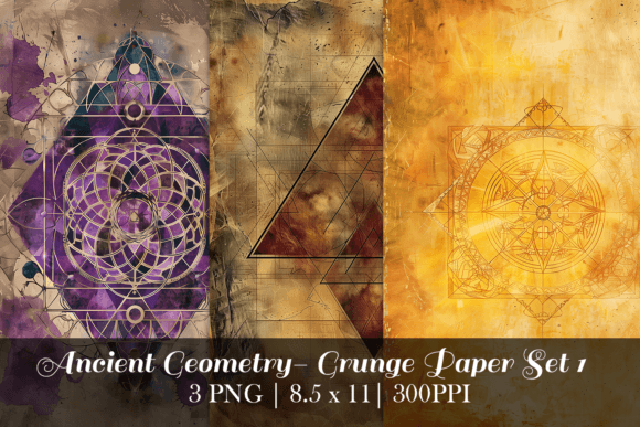 Download Ancient Geometry Grunge Paper Set 1 - Ancient Collection